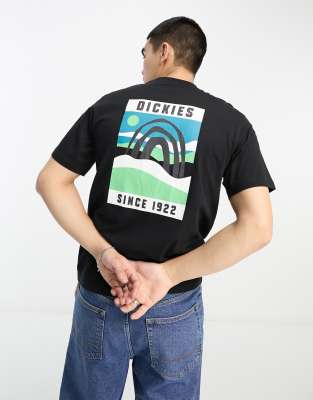 Dickies baker city landscape back print T-shirt in black