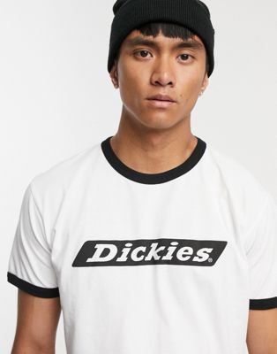Dickies – Bakerton – Vit t-shirt med kantrand och bröstlogga-Svart