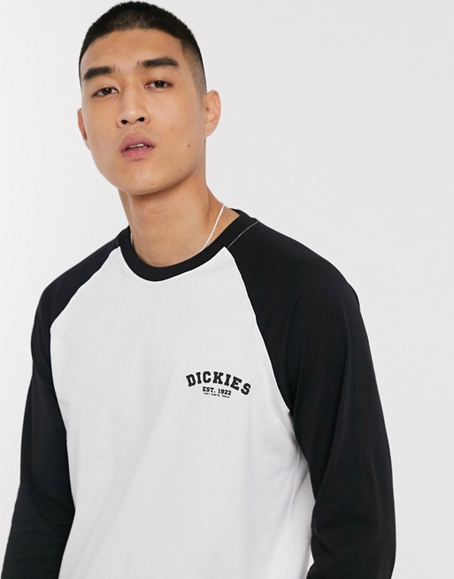 Dickies Baseball long sleeve t-shirt in white with black sleeves