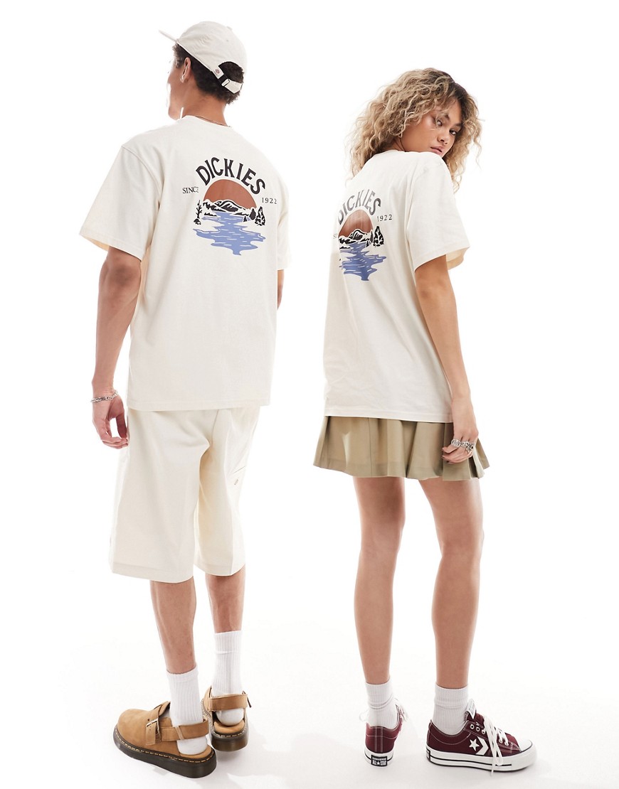 Dickies beach back print t-shirt in cream-White