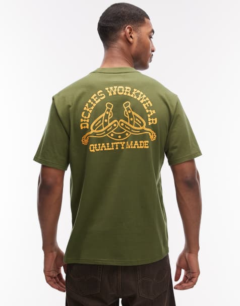 Dickies - Bettsville - Kakigrøn T-shirt med print på ryggen - view 1
