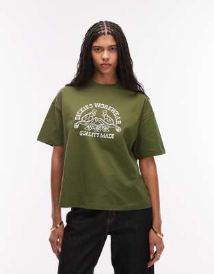 Bettsville - T-shirt effet rétréci - Kaki-Vert XS