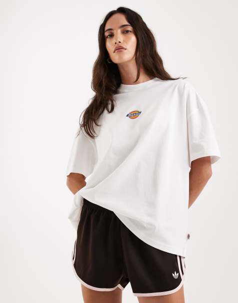 Dickies – Biały T-shirt o fasonie boyfriend z logo na środku - view 1