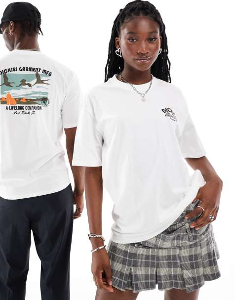 Dickies – Biały T-shirt z grafiką z ptakami na plecach - view 1