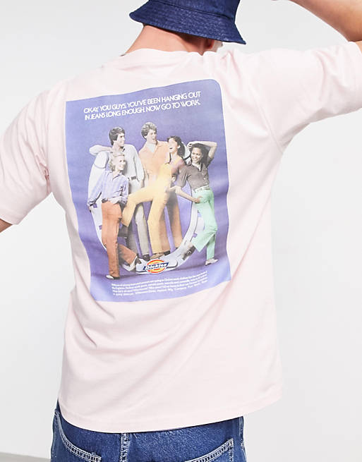 Dickies Bigfork back print t-shirt in pink 