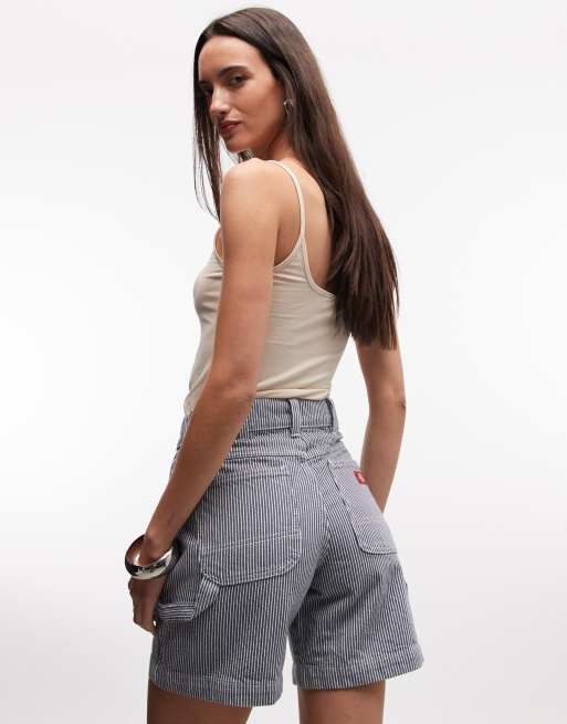 Dickies - Blå 7-tommer-tømrershorts med striber, 4 af 5