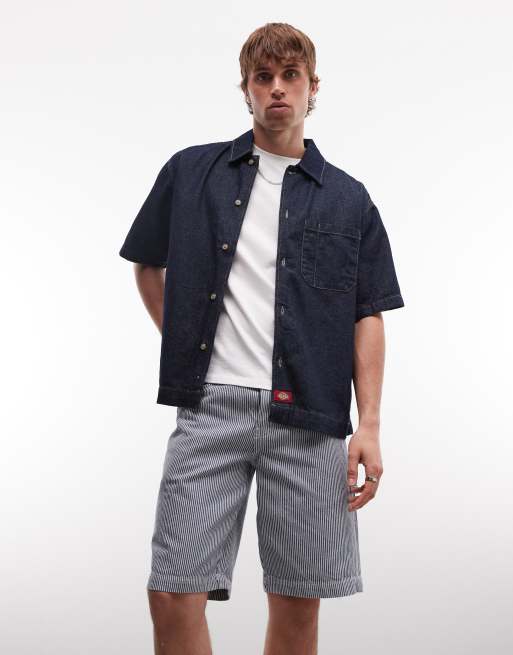 Dickies – Blå, randiga shorts i snickarstil på 11tum, 5 av 5