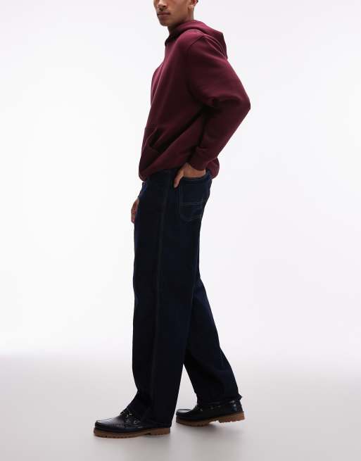 Dickies – – Blå, sköljtvättade, baggy jeans med avsmalnande ben, 2 av 5