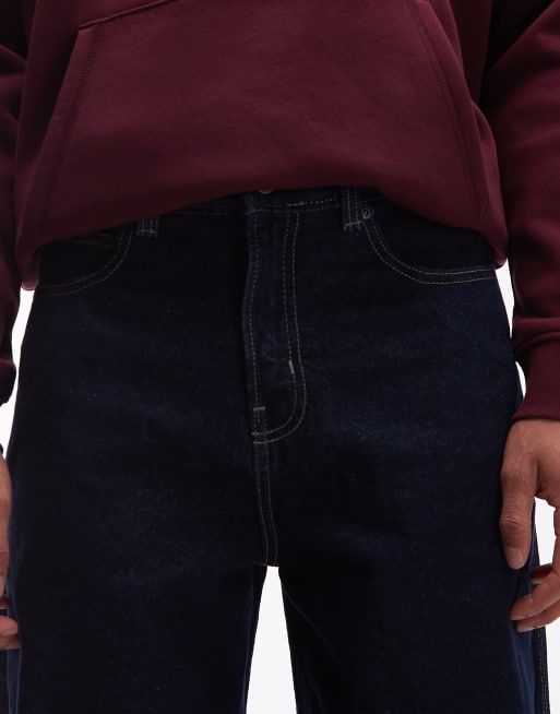 Dickies – – Blå, sköljtvättade, baggy jeans med avsmalnande ben, 4 av 5