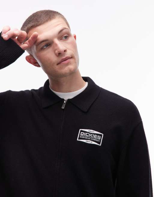 Dickies – Bolivar – Strickpullover in Schwarz mit durchgehendem Reißverschluss, 5 von 5