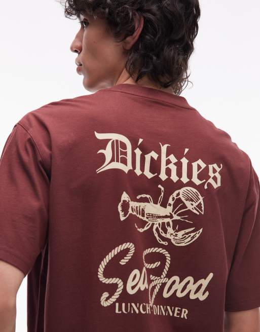 Dickies - Bordeaux T-shirt med grafisk 'Diner'-print på ryggen, 3 af 4
