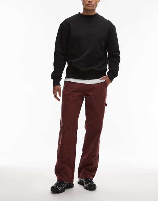 Dickies – Bordowe płócienne spodnie w stylu carpenter z przeszyciami na kolanach, 2 z 5