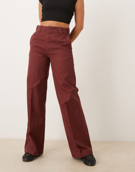 Dickies – Bordowe spodnie z szerokimi nogawkami, 2 z 5