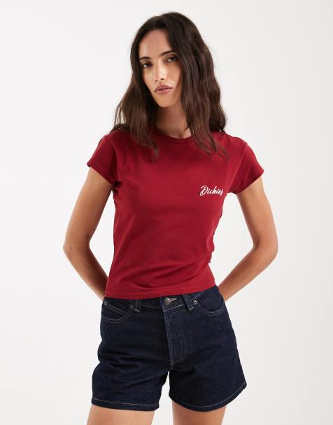 Dickies – Bordowy krótki T-shirt z krótkimi rękawkami - view 1