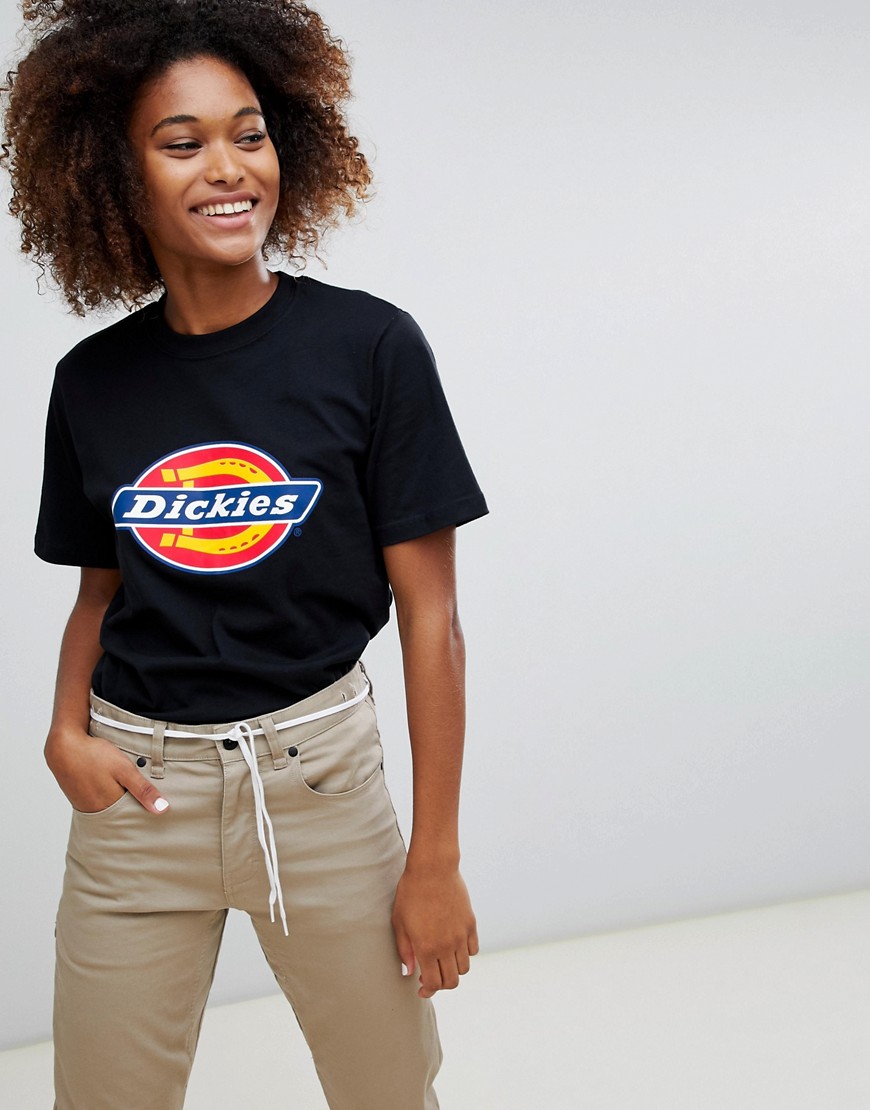 Dickies - Boyfriend T-shirt met logo op de voorkant-Zwart