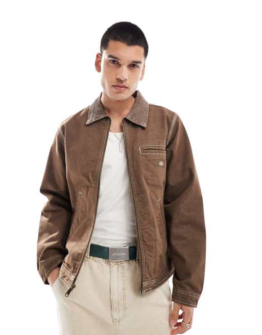 Dickies – Brązowa kurtka jeansowa z podszewką