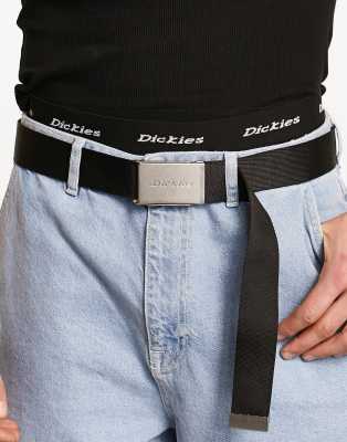 Dickies Heren Kledingriem Zwart/Wit - One Size - Stoffen Riem Met Logo