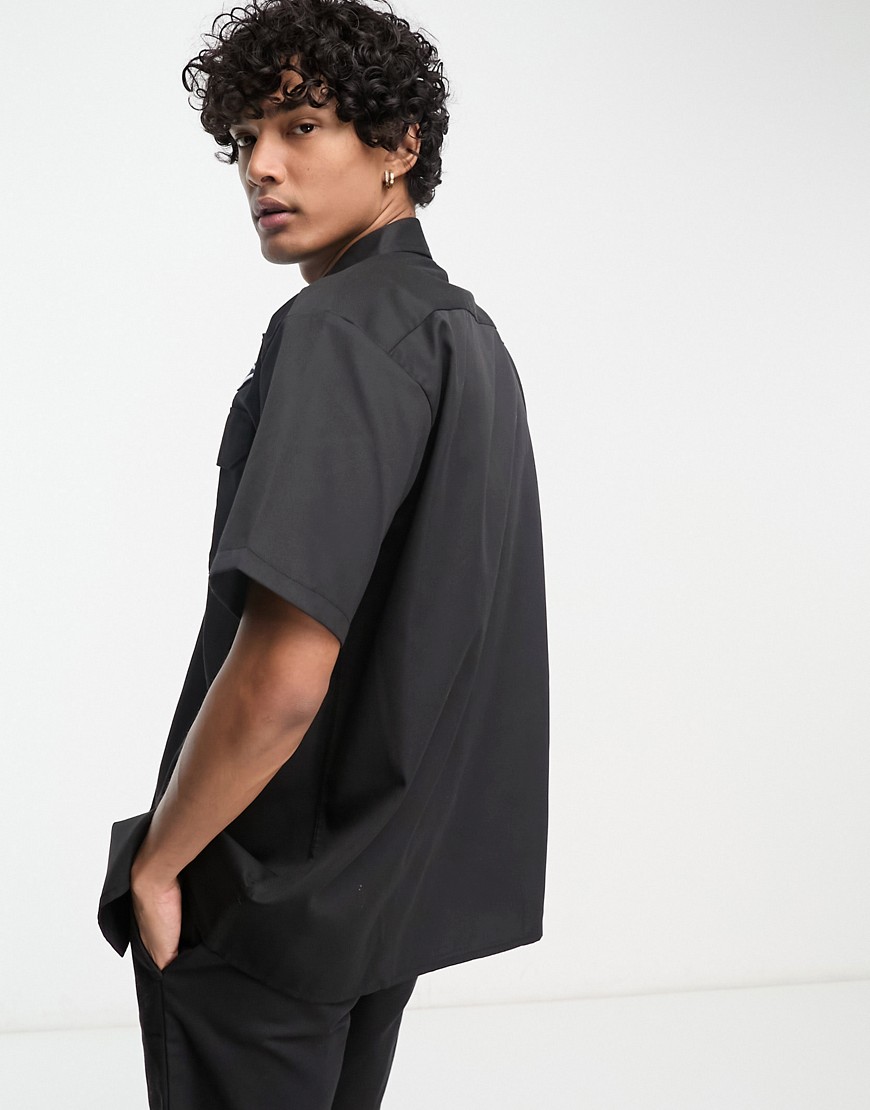 Camicia pratica a maniche corte nera con logo-Black - Dickies Camicia donna  - immagine1