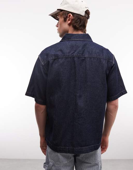 Dickies - Camisa vaquera azul enjuagado de manga corta, 4 de 5