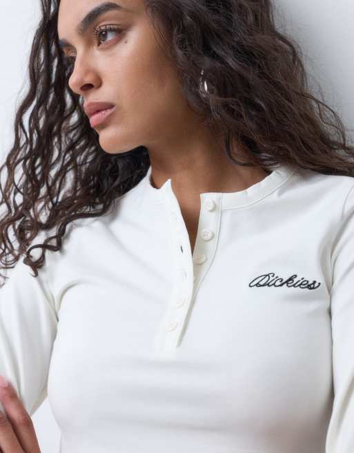Dickies camiseta de manga larga Henley en blanco roto, 5 de 5