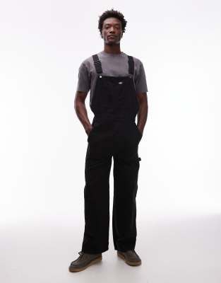 Dickies Dickies canvas dungarees in black