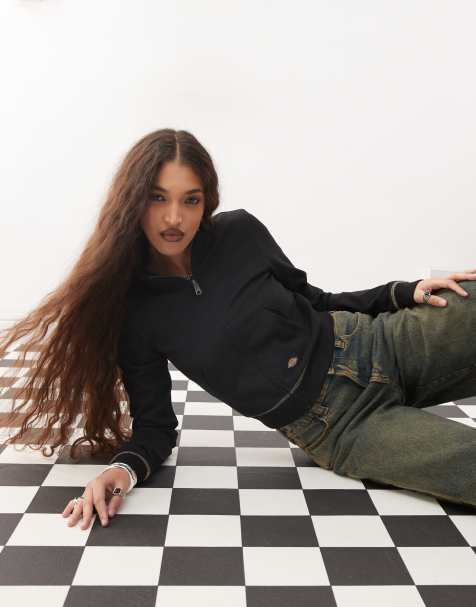 Dickies - Cardigan nero con collo a imbuto e zip - view 1