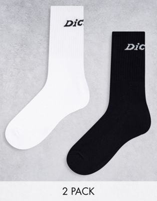 Dickies Carlyss 2 pack socks in black and white