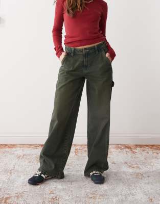 Dickies - Carpenter-Jeans mit weitem Bein in grünlichem Hellgrau