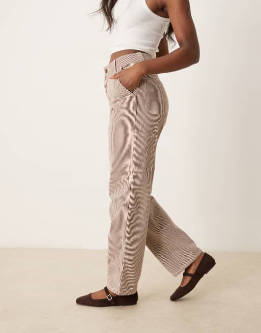 Dickies – Carpenter-Jeanshose in Braun und Weiß mit Hickory-Streifen und lockerem Schnitt, 4 von 5
