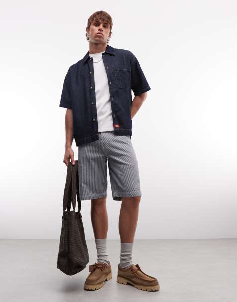Dickies – Carpenter-Shorts in Blau mit Hickory-Streifen, 11 Zoll Schrittlänge - view 1
