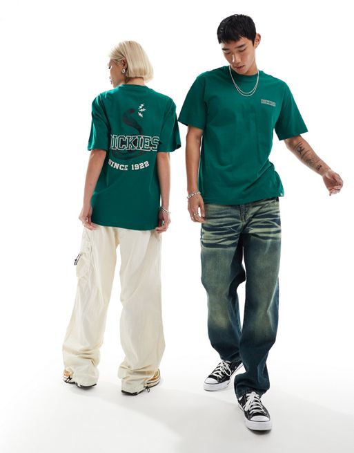 Dickies - Cascade Lock - Mørkegrøn T-shirt med korte ærmer og print på ryggen - Kun hos FhyzicsShops