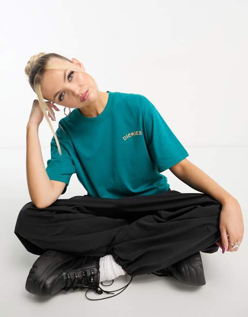 Dickies – Cave Junction – T-Shirt in Petrol mit Panther-Rückenprint, exklusiv bei ASOS