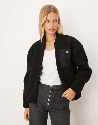 Dickies - Central - Bomberjacke aus Sherpa-Fleece in Schwarz