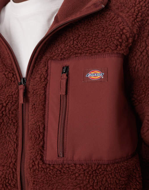 Sweat à Capuche Homme Dickies – Marron, Zippé Intégral, Taille L, Polaire, Vêtement De Travail