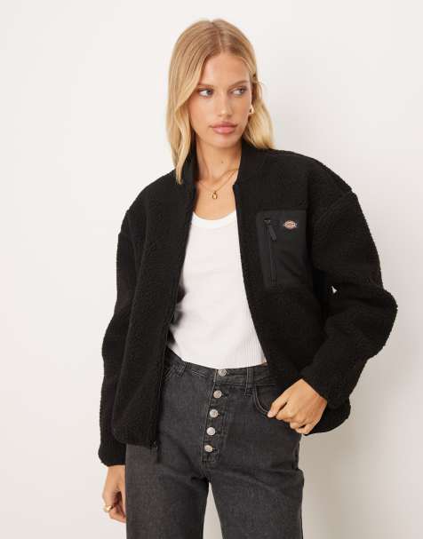 Dickies - Central - Sort bomber-jakke i imiteret lammeskind - view 1
