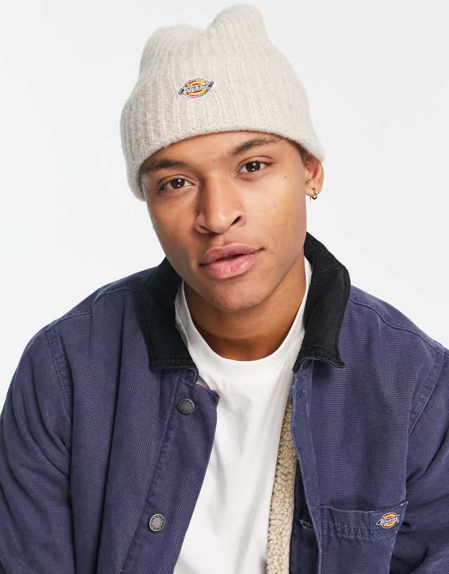 Dickies Chalkville ribbed beanie in beige