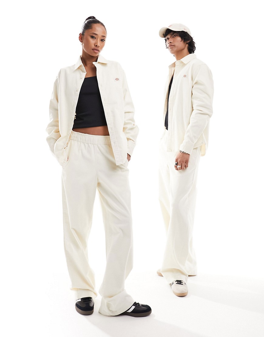 Dickies chase city cord trousers in cream-White