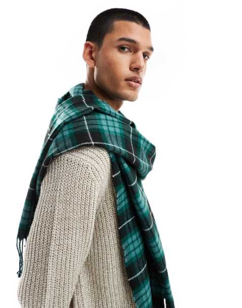 Dickies checkered scarf in black and green - view 1