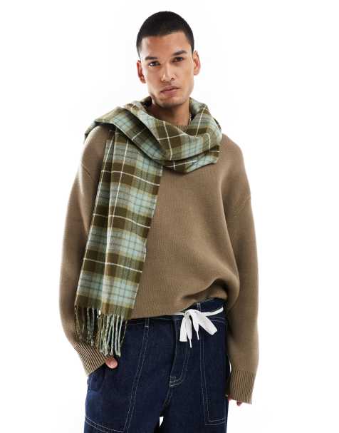 Dickies checkered scarf in off white and brown - view 1