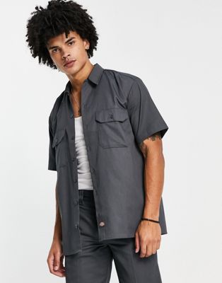 Dickies short sleeve work shirt in charcoal grey - ASOS Price Checker