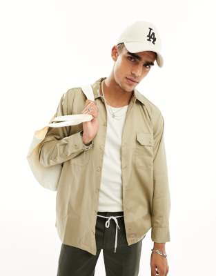 Dickies long sleeve utility work shirt in khaki - ASOS Price Checker