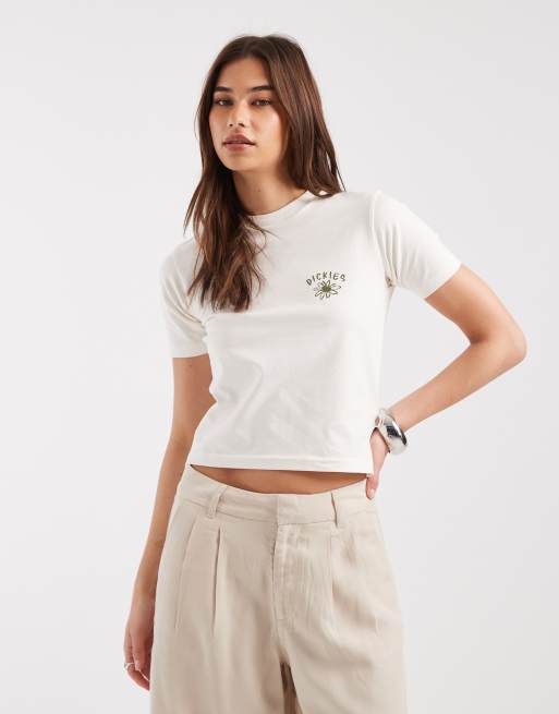 Dickies Cherry Fork backprint baby tee in off white - exclusive to ASOS, 4 of 4
