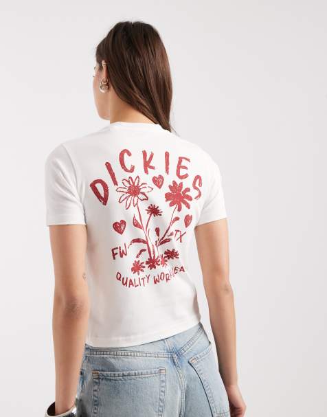 Dickies – Cherry Fork – Krótki biały T-shirt z nadrukiem na plecach – tylko w ASOS - view 1