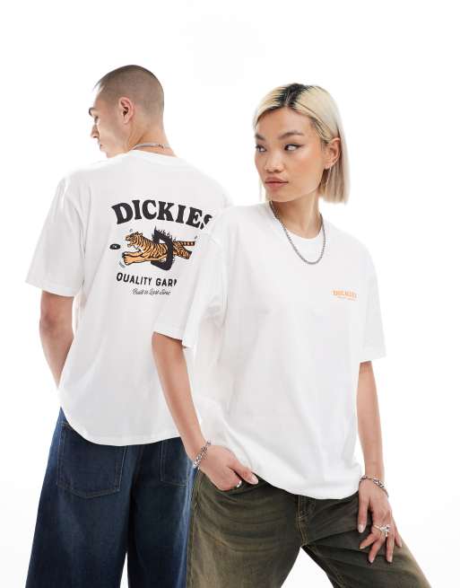 Dickies – Chincoteague Island – Biały T-shirt z krótkimi rękawami i nadrukiem na plecach – Tylko w ASOS