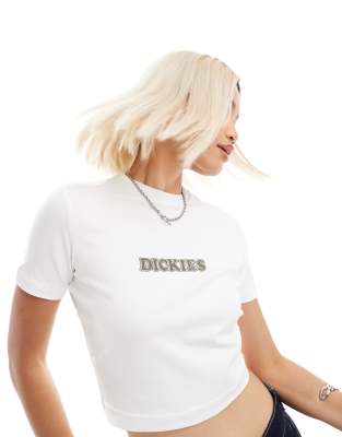 Dickies choteau central logo baby tee in white | ASOS