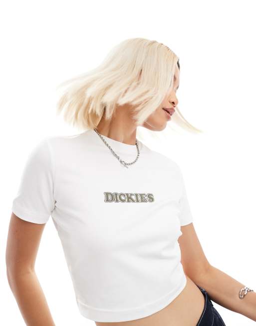 Dickies – Choteau – Enges T-Shirt in Weiß mit mittigem Logo