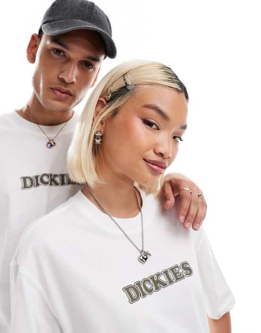 Dickies – Choteau – T-Shirt in Weiß mit mittigem Logo