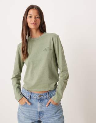Dickies - Christiana - Langärmliges Cropped-Shirt in gewaschenem Grün