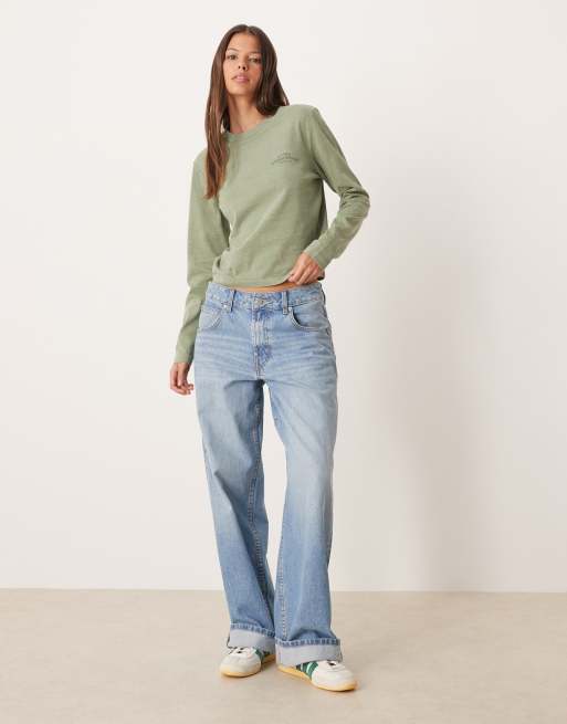 Dickies – Christiana – Langärmliges Cropped-Shirt in gewaschenem Grün, 3 von 4