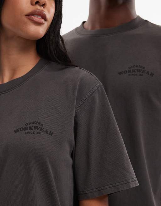Dickies - Christiana - T-shirt avec grand logo ton sur ton devant - Noir délavé, 2 de 4